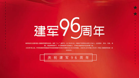 熱烈慶祝中國人民解放軍建軍96周年！